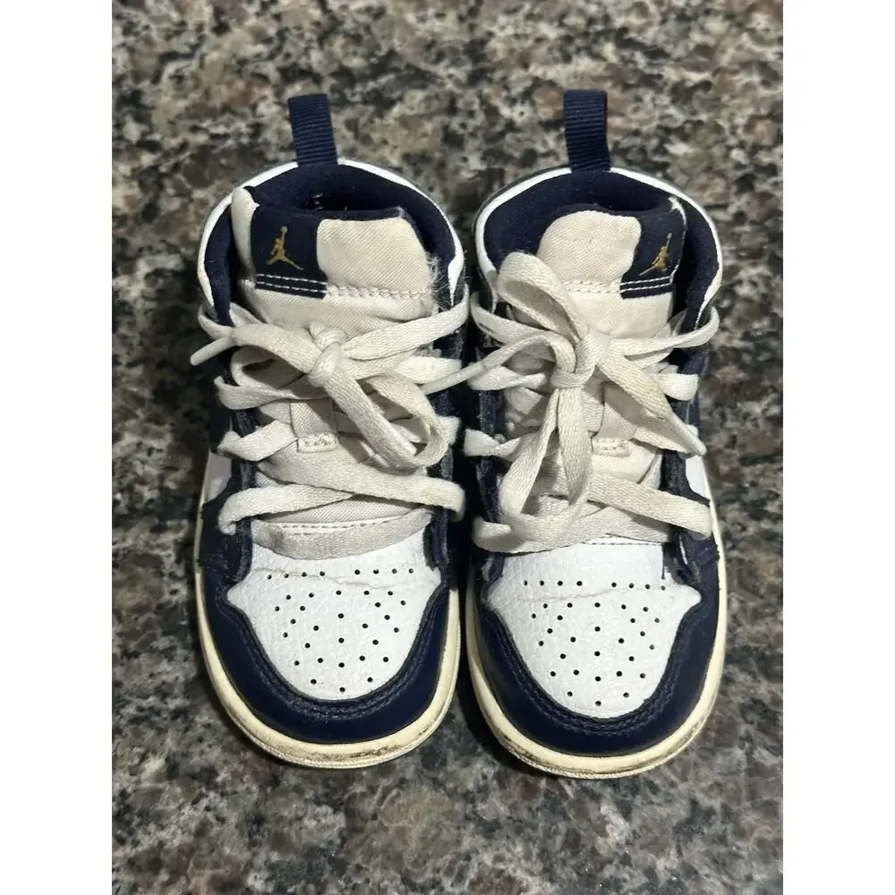 Jordan 1 Retro High OG (TD) Toddler Size 7C Shoes Navy-White 640735-174